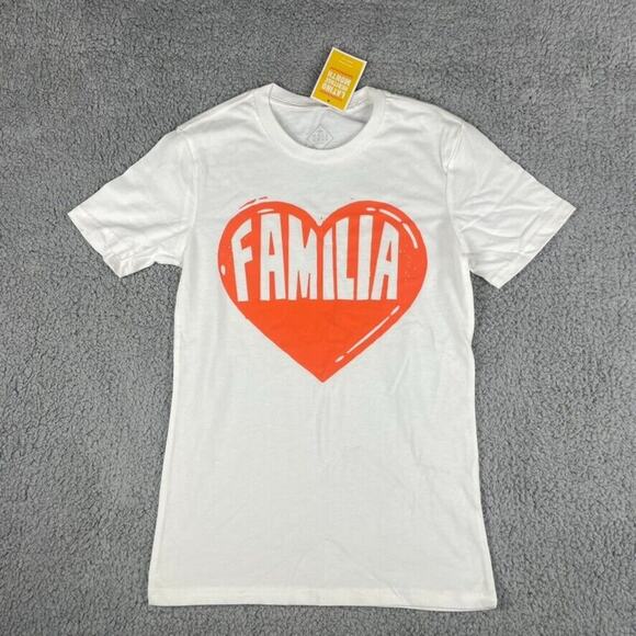 Latino Heritage Month Women's X-Small White Familia Heart Short Sleeve T-Shirt - Picture 1 of 8